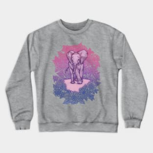 Cute Baby Elephant in pink, purple & blue Crewneck Sweatshirt